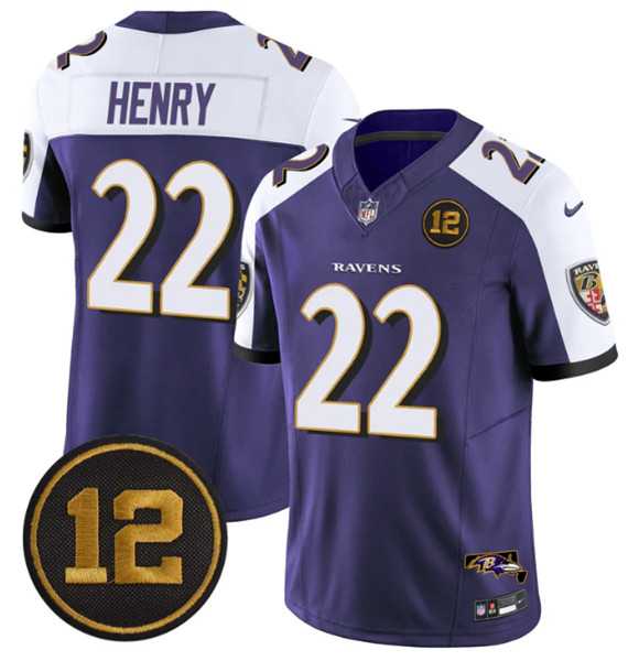 Men%27s Baltimore Ravens #22 Derrick Henry Purple Alternate 2025 F.U.S.E Jacoby Jones Patch Vapor Limited Jersey Dzhi->buffalo bills->NFL Jersey