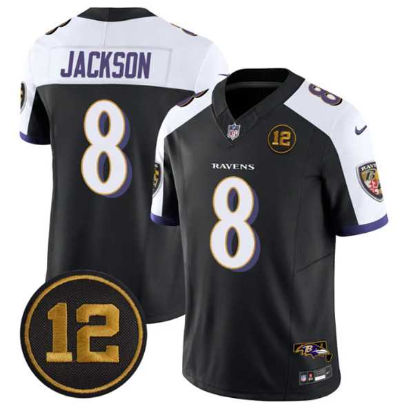 Men%27s Baltimore Ravens #8 Lamar Jackson Black Alternate 2025 F.U.S.E Jacoby Jones Patch Vapor Limited Jersey Dzhi->atlanta falcons->NFL Jersey