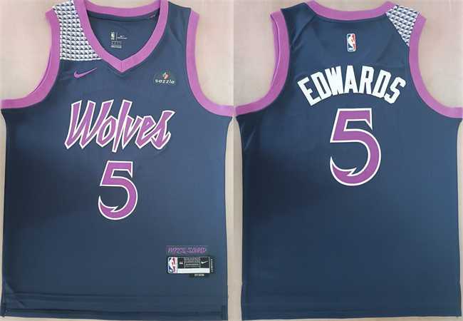 Mens Minnesota Timberwolves #5 Anthony Edwards Navy Stitched jersey->minnesota timberwolves->NBA Jersey