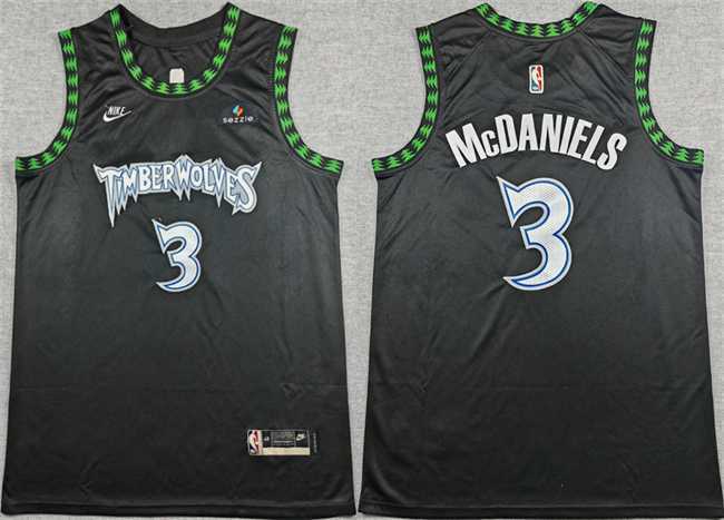 Mens Minnesota Timberwolves #3 Jaden McDaniels Black 2025-26 Classic Edition Stitched jersey->minnesota timberwolves->NBA Jersey