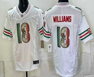 Men%27s Chicago Bears #18 Caleb Williams White Mexico FUSE Throwback Stitched Jersey Dzhi->carolina panthers->NFL Jersey