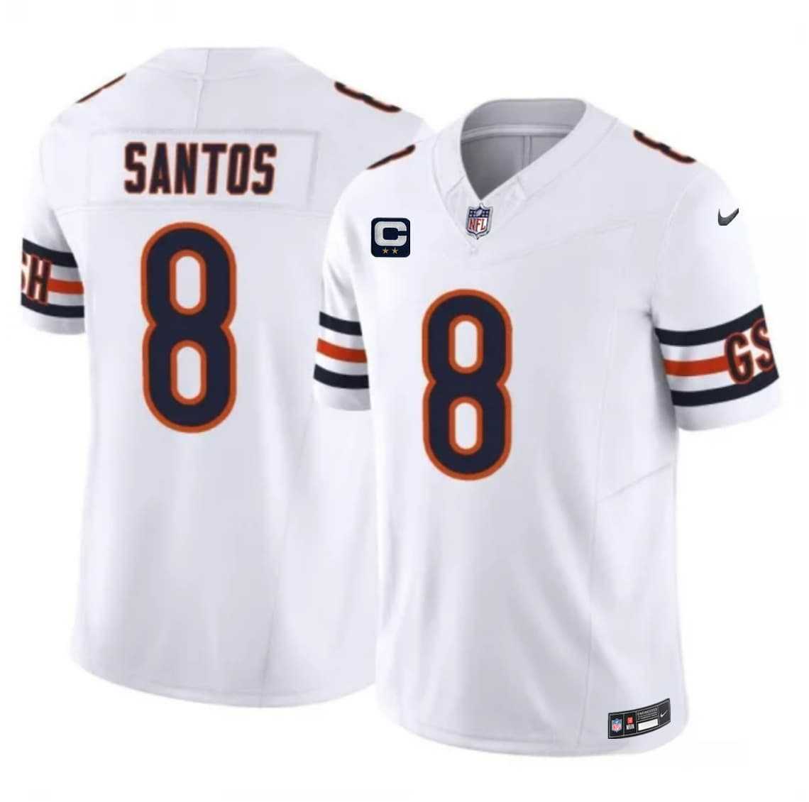 Men%27s Chicago Bears #8 Cairo Santos White 2026 F.U.S.E. 2-Star C Patch Vapor Untouchable Limited Stitched Jersey Dzhi->chicago bears->NFL Jersey