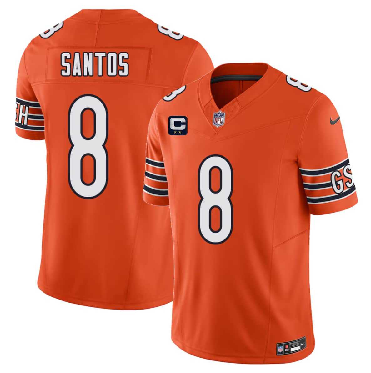 Men%27s Chicago Bears #8 Cairo Santos Orange 2026 F.U.S.E. 2-Star C Patch Vapor Untouchable Limited Stitched Jersey Dzhi->chicago bears->NFL Jersey