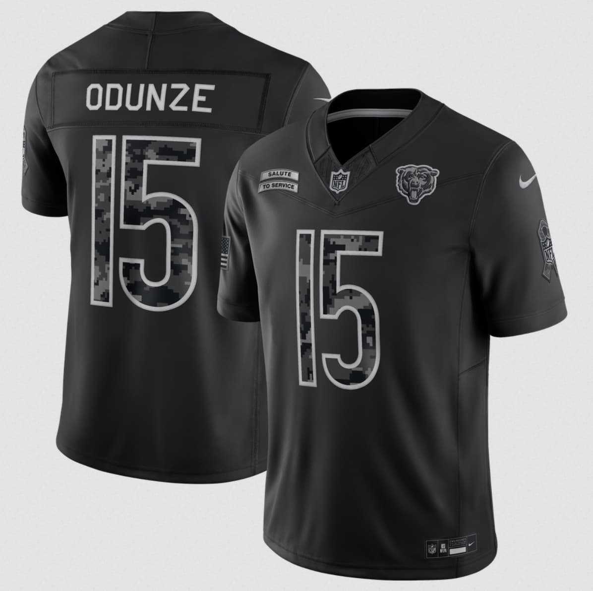 Men%27s Chicago Bears #15 Rome Odunze Black 2026 F.U.S.E. Salute to Service Limited Stitched Jersey->chicago bears->NFL Jersey