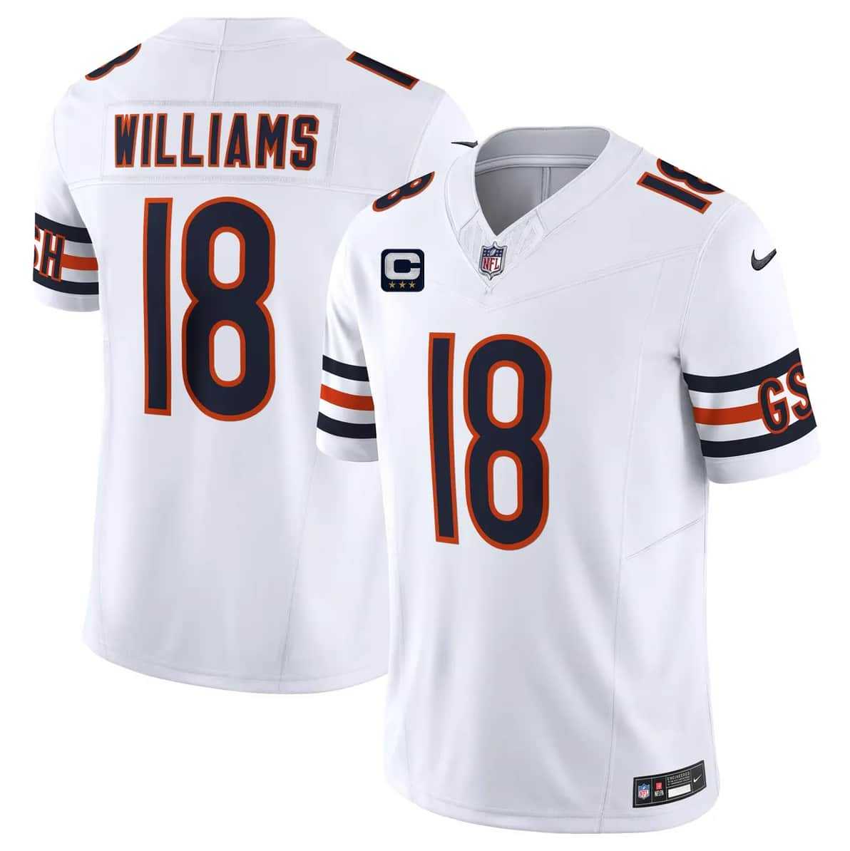 Men%27s Chicago Bears #18 Caleb Williams White 2026 F.U.S.E. With 3-star C Patch Vapor Untouchable Limited Stitched Jersey Dzhi->chicago bears->NFL Jersey