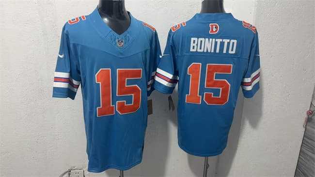 Men%27s Denver Broncos #15 Nik Bonitto Blue F.U.S.E. With Patch Throwback Vapor Limited Stitched Jersey->denver broncos->NFL Jersey