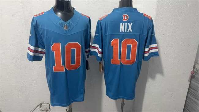 Men%27s Denver Broncos #10 Bo Nix Blue F.U.S.E. With Patch Throwback Vapor Limited Stitched Jersey->dallas cowboys->NFL Jersey