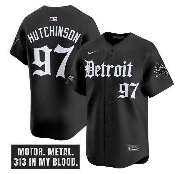 Mens Detroit Lions #97 Aidan Hutchinson Black Motor Gothic Edition Vapor Premier Limited Stitched Jersey Dzhi->detroit lions->NFL Jersey