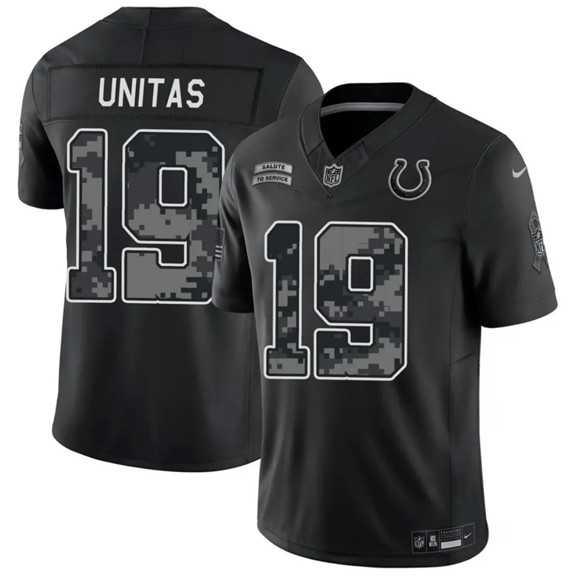 Men%27s Indianapolis Colts #19 Johnny Unitas Black 2026 F.U.S.E. Salute to Service Limited Stitched Jersey Dzhi->indianapolis colts->NFL Jersey