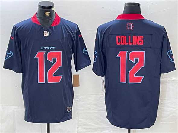 Mens Houston Texans #12 Nico Collins Navy 2nd Alternate F.U.S.E. Vapor Limited Football Stitched Jersey->houston texans->NFL Jersey