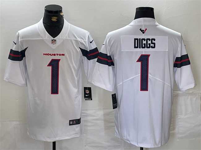 Mens Houston Texans #1 Stefon Diggs White Vapor Untouchable Stitched Football Jersey->houston texans->NFL Jersey