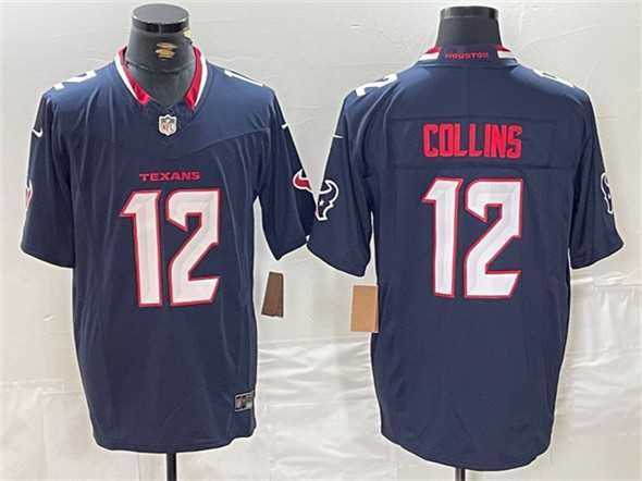 Mens Houston Texans #12 Nico Collins Navy F.U.S.E. Vapor Limited Football Stitched Jersey->houston texans->NFL Jersey