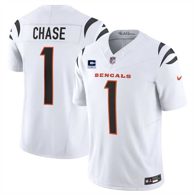 Mens Cincinnati Bengals #1 JaMarr Chase White 2025 F.U.S.E. With 1-Star C Patch Vapor Untouchable Limited Stitched Jersey Dzhi->cincinnati bengals->NFL Jersey
