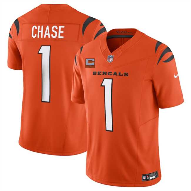 Mens Cincinnati Bengals #1 JaMarr Chase Orange 2025 F.U.S.E. With 1-Star C Patch Vapor Untouchable Limited Stitched Jersey Dzhi->cincinnati bengals->NFL Jersey