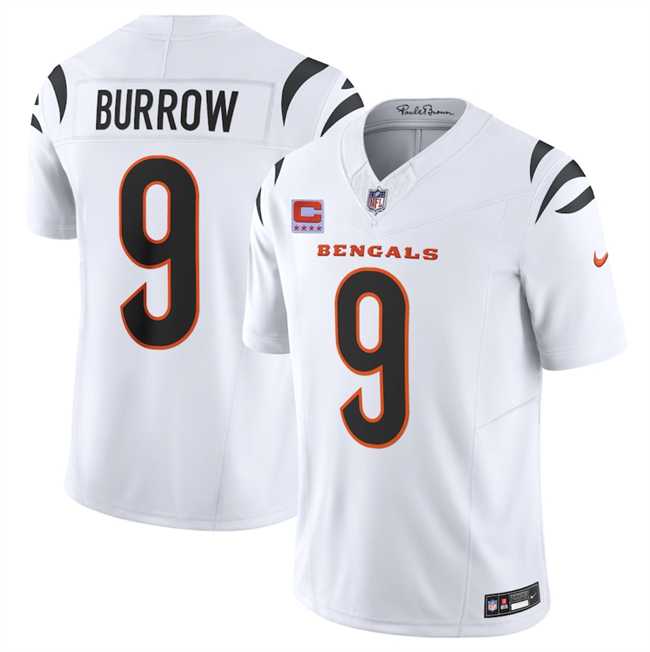 Mens Cincinnati Bengals #9 Joe Burrow White 2025 F.U.S.E. With 4-Star C Patch Vapor Untouchable Limited Stitched Jersey Dzhi->cincinnati bengals->NFL Jersey