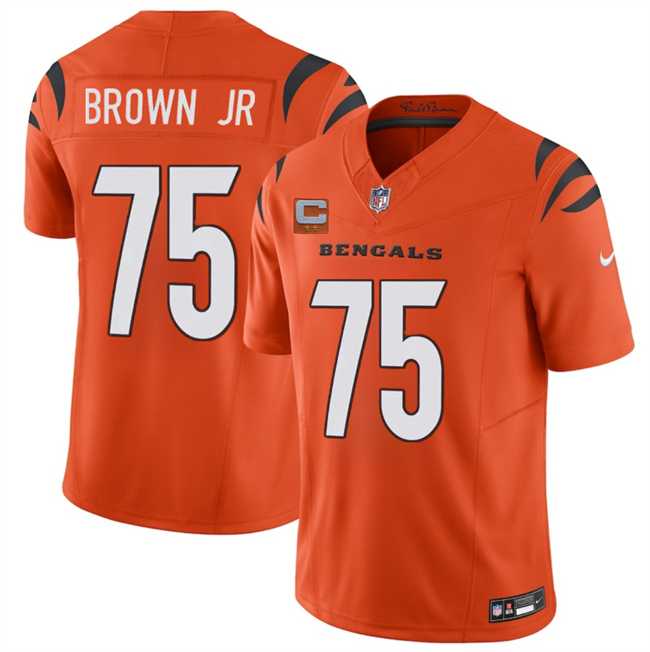 Men%27s Cincinnati Bengals #75 Orlando Brown Jr Orange 2025 F.U.S.E. With 2-Star C Patch Vapor Untouchable Limited Stitched Jersey Dzhi->cincinnati bengals->NFL Jersey