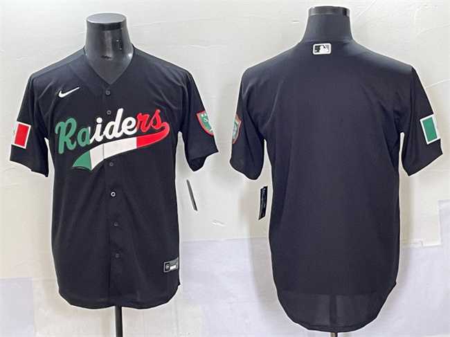 Men%27s Las Vegas Raiders Blank Black Mexico Cool Base Stitched Baseball Jersey->las vegas raiders->NFL Jersey