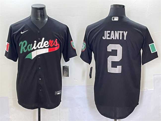 Men%27s Las Vegas Raiders #2 Ashton Jeanty Black Mexico Cool Base Stitched Baseball Jersey->houston texans->NFL Jersey