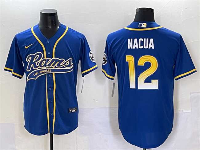 Men%27s Los Angeles Rams #12 Puka Nacua Royal Cool Base Stitched Baseball Jersey->las vegas raiders->NFL Jersey