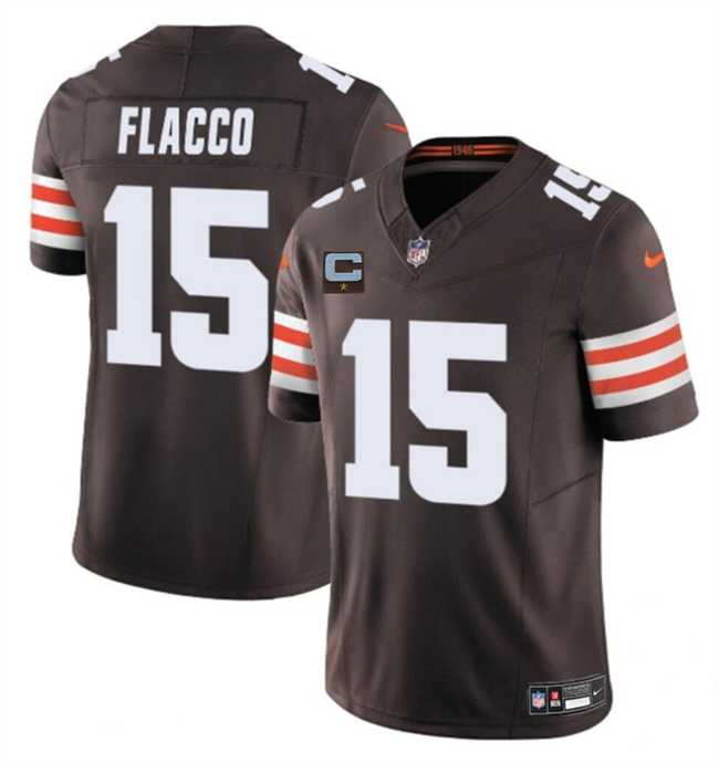 Mens Cleveland Browns #15 Joe Flacco Brown 2025 F.U.S.E. With 1-Star C Patch Vapor Limited Stitched Jersey Dzhi->cleveland browns->NFL Jersey