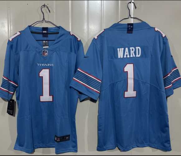Men%27s Tennessee Titans #1 Cameron Ward Light Blue 2026 F.U.S.E. Vapor Limited Stitched Jersey->san francisco 49ers->NFL Jersey