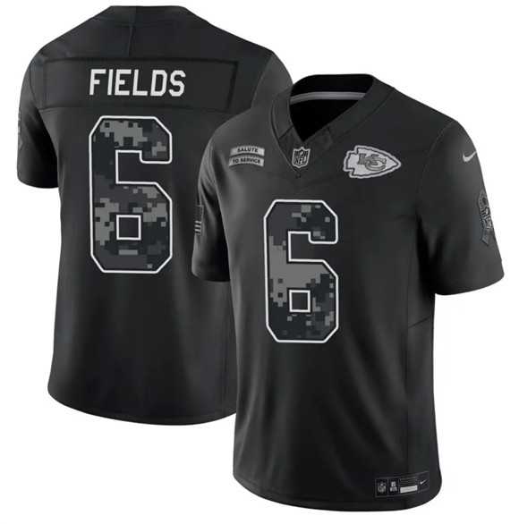 Men%27s Kansas City Chiefs #6 Justin Fields Black 2026 F.U.S.E. Salute to Service Limited Stitched Jersey Dzhi->jacksonville jaguars->NFL Jersey