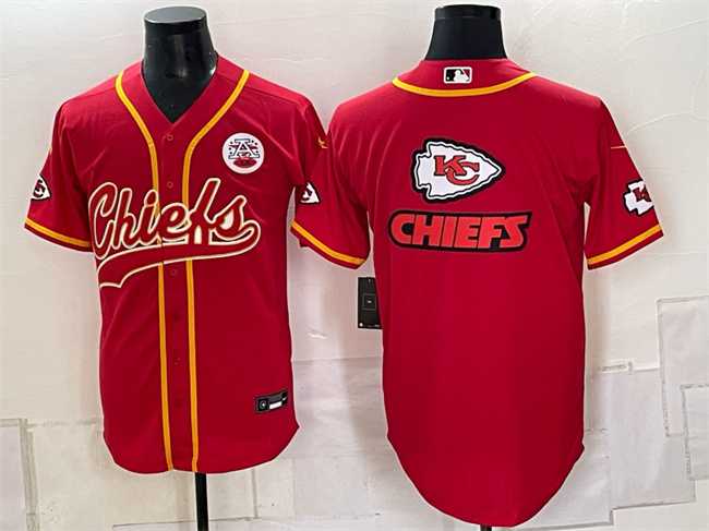 Men%27s Kansas City Chiefs Red Gold Team Big Logo With Patch Cool Base Stitched Baseball Jersey Dzhi->kansas city chiefs->NFL Jersey