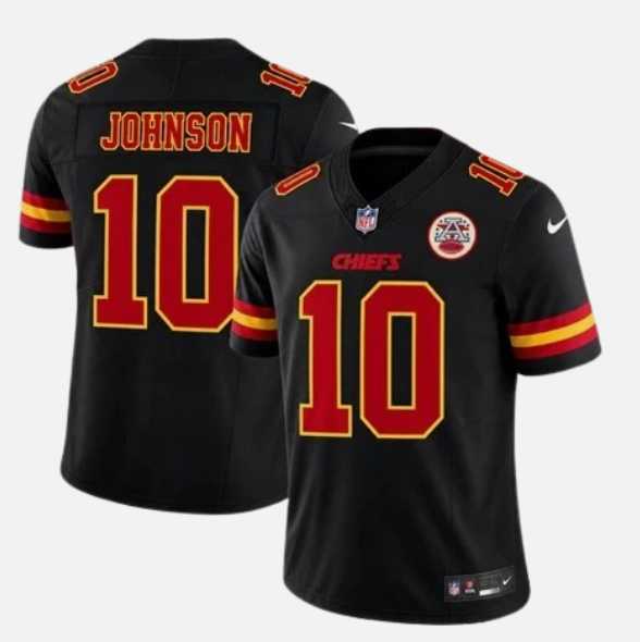 Men%27s Kansas City Chiefs #10 Emmett Johnson Vapor Black Red Limited Black Stitched Jersey Dzhi->kansas city chiefs->NFL Jersey