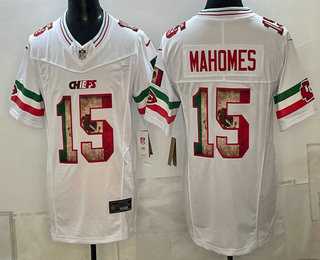 Men%27s Kansas City Chiefs #15 Patrick Mahomes White FUSE Mexico Vapor Limited Stitched Jersey Dzhi->kansas city chiefs->NFL Jersey