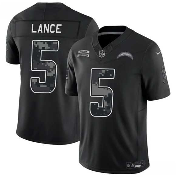 Men%27s Los Angeles Chargers #5 Trey Lance Black 2026 F.U.S.E. Salute to Service Limited Stitched Jersey Dzhi->los angeles chargers->NFL Jersey