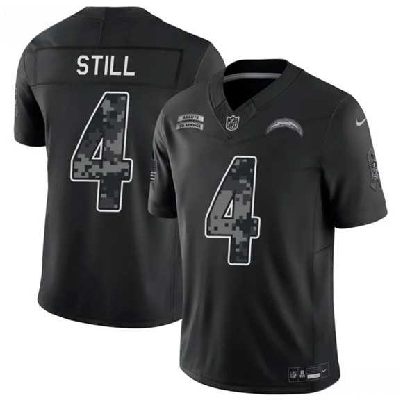 Men%27s Los Angeles Chargers #4 Tarheeb Still Black 2026 F.U.S.E. Salute to Service Limited Stitched Jersey Dzhi->las vegas raiders->NFL Jersey