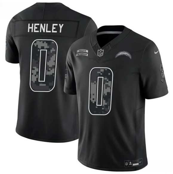 Men%27s Los Angeles Chargers #0 Daiyan Henley Black 2026 F.U.S.E. Salute to Service Limited Stitched Jersey Dzhi->las vegas raiders->NFL Jersey