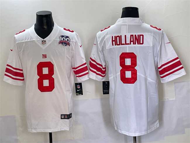 Men%27s New York Giants #8 Jevon Holland White 2025 With 100th Season Patch Vapor Untouchable Limited Stitched Jersey->los angeles rams->NFL Jersey