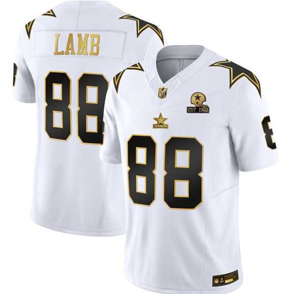 Mens Dallas Cowboys #88 CeeDee Lamb White Gold F.U.S.E. With Established In 1960 Patch Vapor Limited Stitched Jersey Dyin Dyin->dallas cowboys->NFL Jersey
