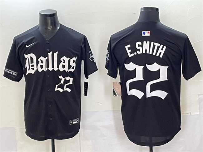 Mens Dallas Cowboys #22 Emmitt Smith Black Gothic Lone Star Edition Limited Stitched Baseball Jersey->dallas cowboys->NFL Jersey