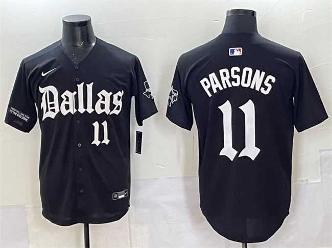 Mens Dallas Cowboys #11 Micah Parsons Black Gothic Lone Star Edition Limited Stitched Baseball Jersey->dallas cowboys->NFL Jersey