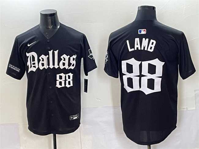 Mens Dallas Cowboys #88 CeeDee Lamb Black Gothic Lone Star Edition Limited Stitched Baseball Jersey->dallas cowboys->NFL Jersey