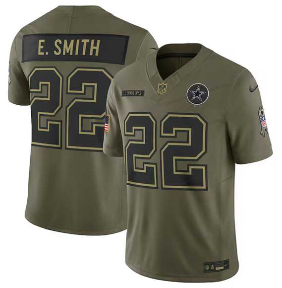 Mens Dallas Cowboys #22 Emmitt Smith Olive 2025 Salute to Service Limited Stitched Jersey Dyin->dallas cowboys->NFL Jersey