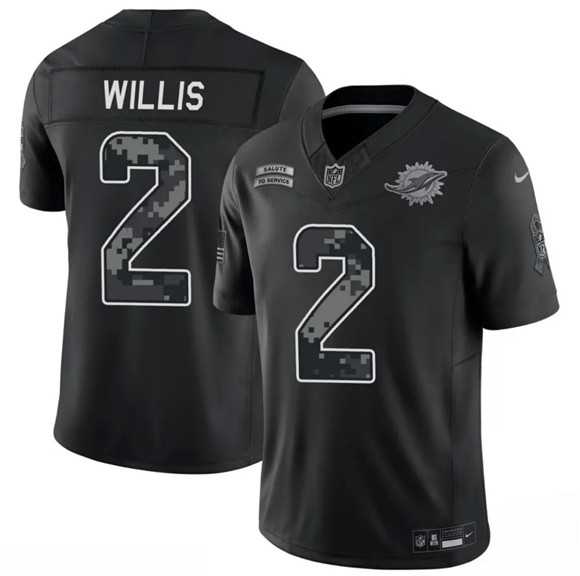 Men%27s Miami Dolphins #2 Malik Willis Black F.U.S.E. 2026 Salute to Service Limited Stitched Jersey Dzhi->los angeles rams->NFL Jersey