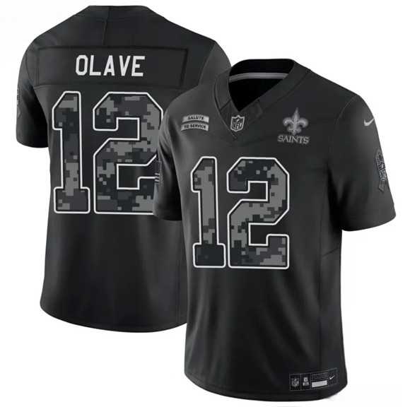 Men%27s New Orleans Saints #12 Chris Olave Black F.U.S.E. 2026 Salute to Service Limited Stitched Jersey Dzhi->minnesota vikings->NFL Jersey