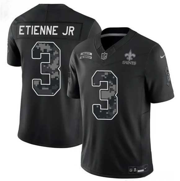 Men%27s New Orleans Saints #3 Travis Etienne Jr Black F.U.S.E. 2026 Salute to Service Limited Stitched Jersey Dzhi->minnesota vikings->NFL Jersey