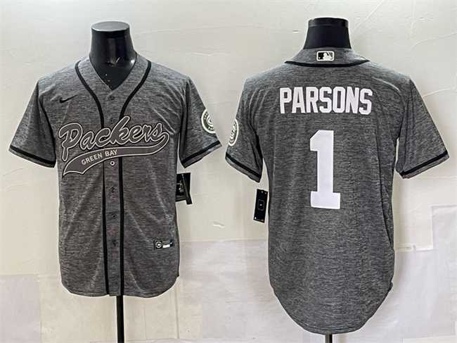 Men%27s Green Bay Packers #1 Micah Parsons Gray Cool Base Stitched Baseball Jersey->green bay packers->NFL Jersey