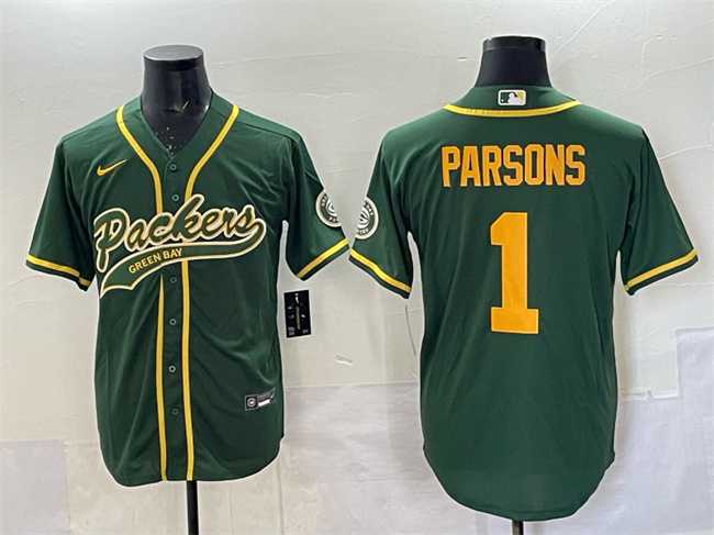 Men%27s Green Bay Packers #1 Micah Parsons Green Cool Base Stitched Baseball Jersey->green bay packers->NFL Jersey