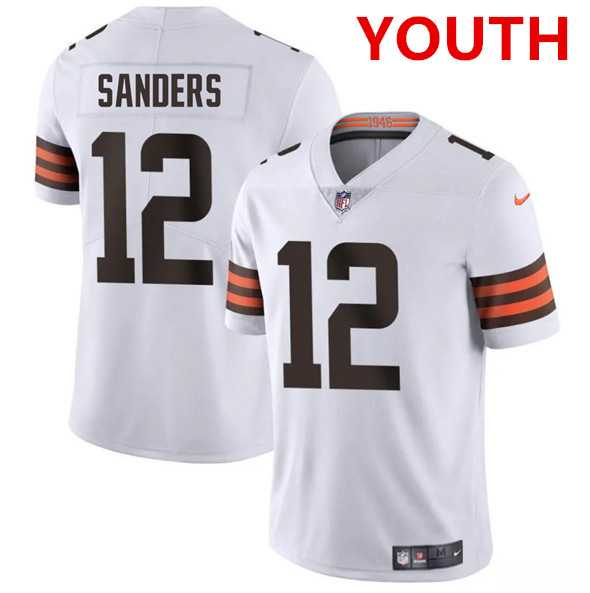 Youth Cleveland Browns #12 Shedeur Sanders White 2025 Vapor Limited Stitched Jersey Dzhi->houston texans->NFL Jersey