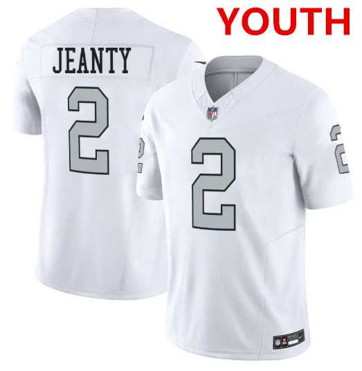 Youth Las Vegas Raiders #2 Ashton Jeanty White 2025 F.U.S.E. Vapor Stitched Jerseys Dzhi->atlanta falcons->NFL Jersey