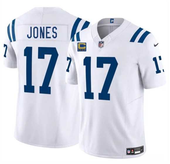 Mens Indianapolis Colts #17 Daniel Jones White 2025 F.U.S.E. With 4-Star C Patch Vapor Limited Stitched Jersey Dzhi->indianapolis colts->NFL Jersey