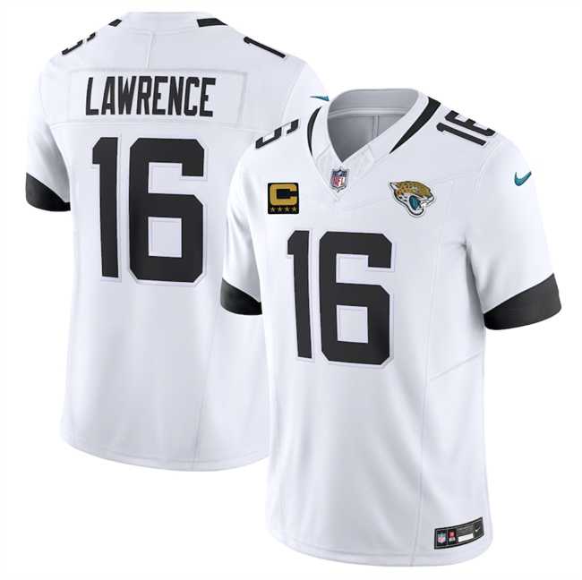 Mens Jacksonville Jaguars #16 Trevor Lawrence White 2025 F.U.S.E. With 4-Star C Patch Vapor Limited Stitched Jersey Dzhi->jacksonville jaguars->NFL Jersey