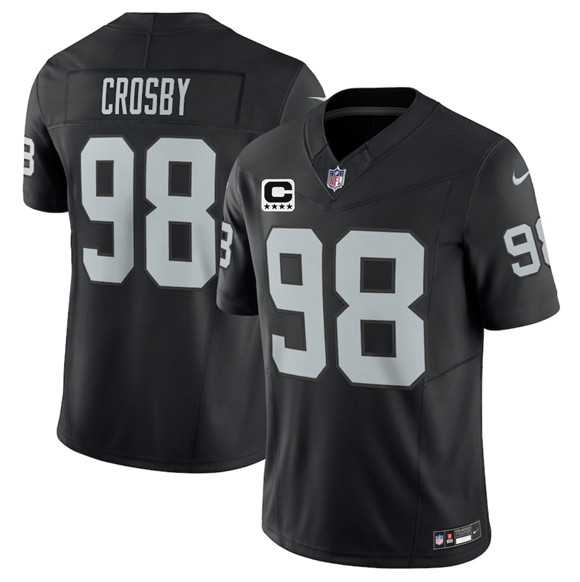 Mens Las Vegas Raiders #98 Maxx Crosby Black 2025 F.U.S.E. With 4-Star C Patch Vapor Limited Stitched Jersey Dzhi->las vegas raiders->NFL Jersey