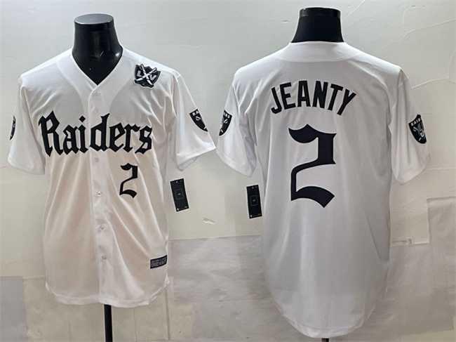 Mens Las Vegas Raiders #2 Ashton Jeanty White Gothic Sin City Shadows Edition With 65th Anniversary Patch Vapor Limited Stitched Baseball Jersey->las vegas raiders->NFL Jersey