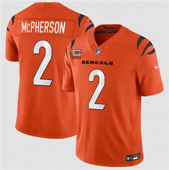 Men%27s Cincinnati Bengals #2 Evan McPherson Orange 2026 F.U.S.E. 2-Star C Patch Vapor Untouchable Limited Stitched Jersey Dzhi->cincinnati bengals->NFL Jersey
